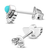 Turquoise Ethnic Style Sterling Silver Stud Earrings, e436st